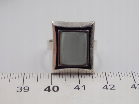 Stary srebrny damski pierścionek KOCIE OKO r.16 srebro VINTAGE biżuteria