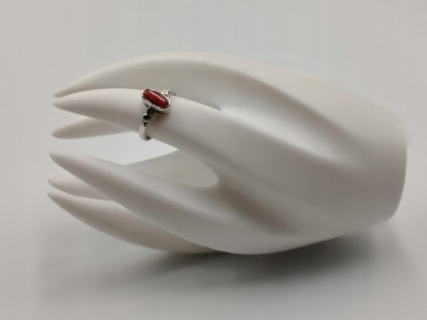 Stary srebrny damski pierścionek KORAL r. 13 srebro 925 biżuteria VINTAGE