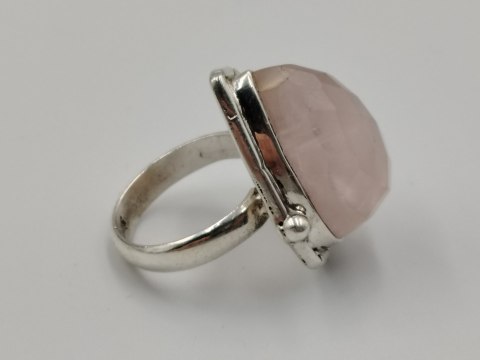Stary srebrny damski pierścionek KWARC RÓŻOWY roz. 12 biżuteria VINTAGE