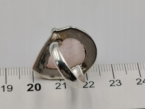 Stary srebrny damski pierścionek KWARC RÓŻOWY roz. 12 biżuteria VINTAGE
