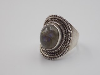 Stary srebrny damski pierścionek LABRADORYT roz.15 srebro biżuteria VINTAGE