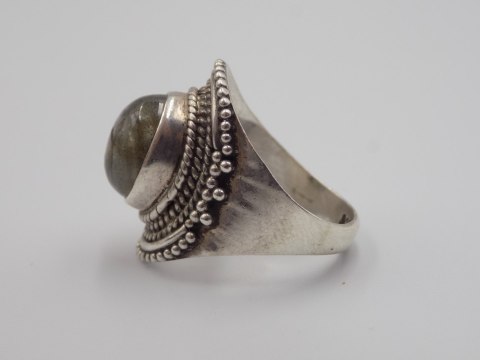 Stary srebrny damski pierścionek LABRADORYT roz.15 srebro biżuteria VINTAGE