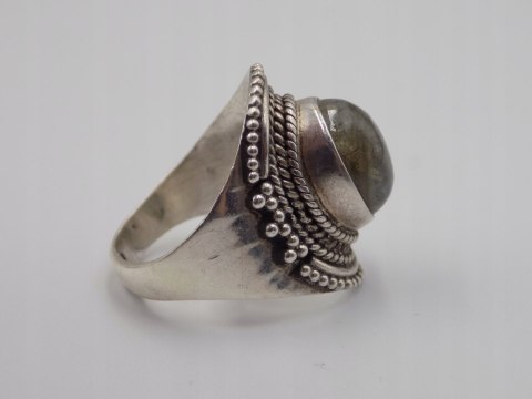 Stary srebrny damski pierścionek LABRADORYT roz.15 srebro biżuteria VINTAGE