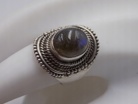 Stary srebrny damski pierścionek LABRADORYT roz.15 srebro biżuteria VINTAGE