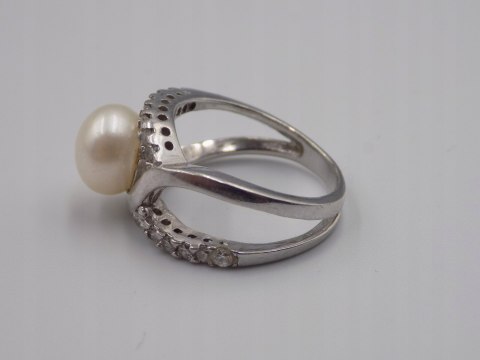 Stary srebrny damski pierścionek PERŁA roz.14 srebro 925 biżuteria VINTAGE