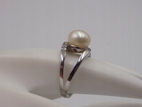 Stary srebrny damski pierścionek PERŁA roz.14 srebro 925 biżuteria VINTAGE