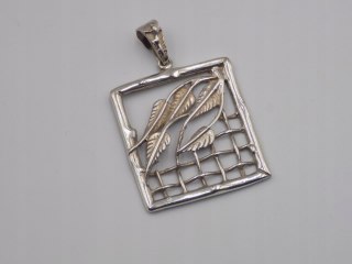 Stary srebrny damski wisiorek/zawieszka ażurowa LISTKI biżuteria VINTAGE