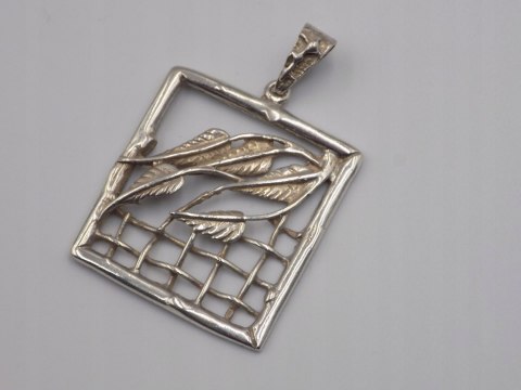 Stary srebrny damski wisiorek/zawieszka ażurowa LISTKI biżuteria VINTAGE