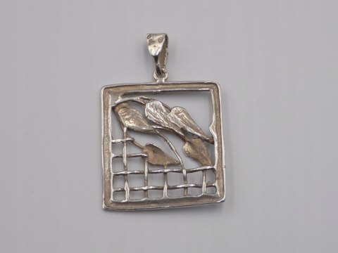 Stary srebrny damski wisiorek/zawieszka ażurowa LISTKI biżuteria VINTAGE