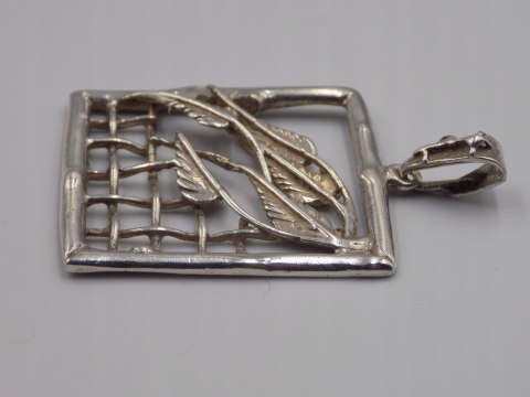 Stary srebrny damski wisiorek/zawieszka ażurowa LISTKI biżuteria VINTAGE