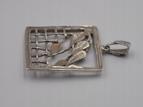 Stary srebrny damski wisiorek/zawieszka ażurowa LISTKI biżuteria VINTAGE
