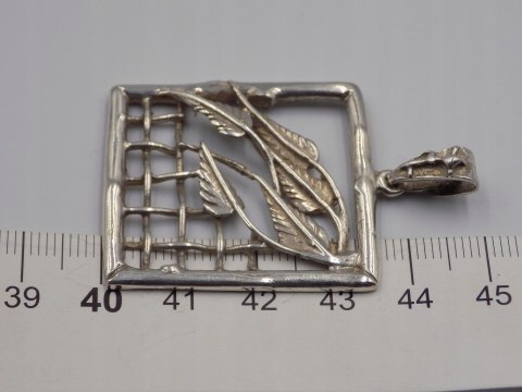 Stary srebrny damski wisiorek/zawieszka ażurowa LISTKI biżuteria VINTAGE