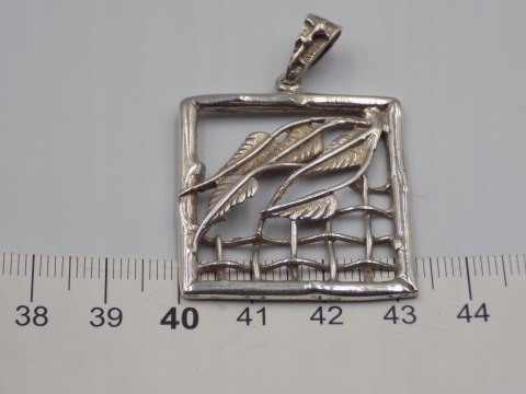 Stary srebrny damski wisiorek/zawieszka ażurowa LISTKI biżuteria VINTAGE