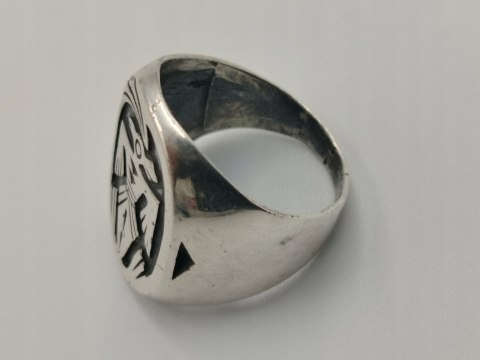 Stary srebrny pierścionek THUNDERBIRD HOPI - r.13 srebro VINTAGE biżuteria