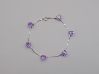 Piękna srebrna damska bransoletka - FIOLETOWE CYRKONIE srebro 925 biżuteria