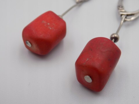 Piękne stare srebrne kolczyki KORALOWIEC srebro 925 VINTAGE biżuteria