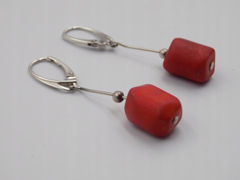 Piękne stare srebrne kolczyki KORALOWIEC srebro 925 VINTAGE biżuteria