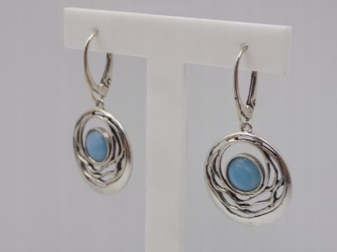 Piękne stare srebrne kolczyki ażurowe AGAT KOŁA srebro VINTAGE biżuteria