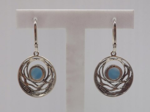 Piękne stare srebrne kolczyki ażurowe AGAT KOŁA srebro VINTAGE biżuteria