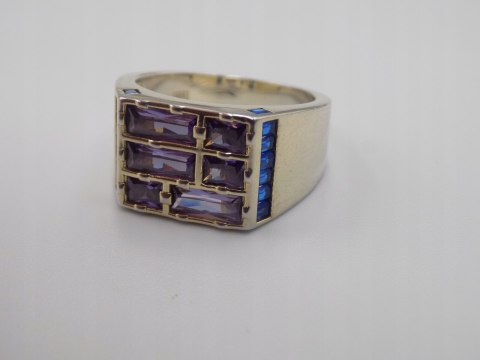 Piękny damski srebrny pierścionek/sygnet AMETYST roz. 16 srebro biżuteria