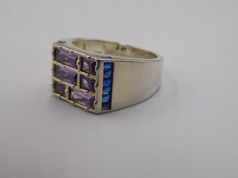 Piękny damski srebrny pierścionek/sygnet AMETYST roz. 16 srebro biżuteria