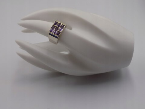 Piękny damski srebrny pierścionek/sygnet AMETYST roz. 16 srebro biżuteria