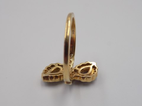 Piękny damski srebrny, pozłacany pierścionek CYRKONIE roz. 23 biżuteria