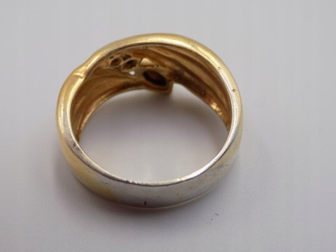 Piękny damski srebrny, pozłacany pierścionek/obrączka CYRKONIE roz. 26/27