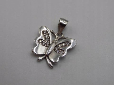 Piękny srebrny wisiorek/zawieszka MOTYL cyrkonie srebro rodowane biżuteria