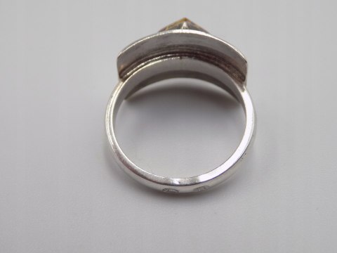 Piękny stary srebrny damski pierścionek BURSZTYN roz.12 biżuteria VINTAGE