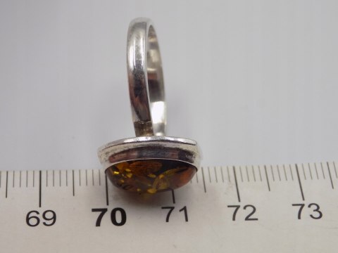 Piękny stary srebrny damski pierścionek BURSZTYN roz.18 biżuteria VINTAGE