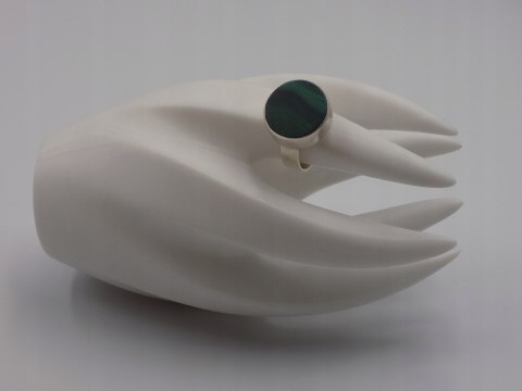 Piękny stary srebrny pierścionek MALACHIT r. 15/16 biżuteria srebro VINTAGE