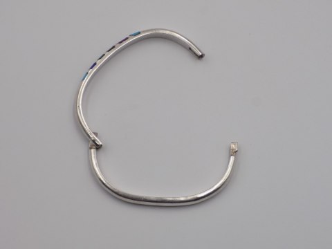 Stara srebrna damska bransoletka KOŁO BANGLA MEXICO 925 TURKUS MALACHIT