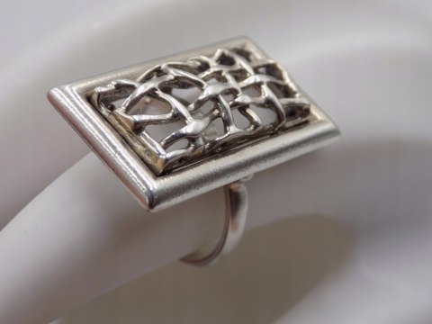 Stary damski srebrny ażurowy pierścionek roz. 10 srebro VINTAGE biżuteria