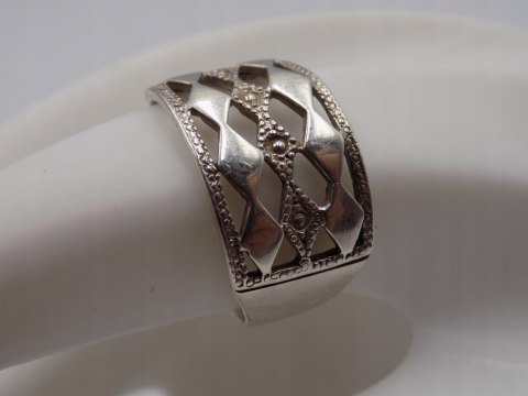 Stary damski srebrny ażurowy pierścionek roz. 19 srebro VINTAGE biżuteria