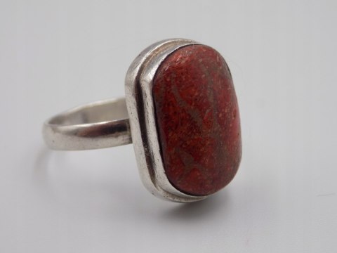 Stary damski srebrny pierścionek KORALOWIEC roz.20 srebro biżuteria VINTAGE