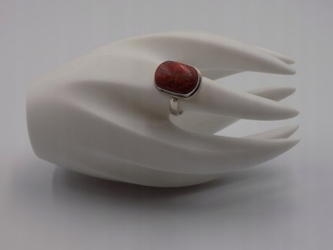 Stary damski srebrny pierścionek KORALOWIEC roz.20 srebro biżuteria VINTAGE