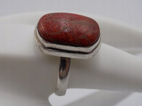 Stary damski srebrny pierścionek KORALOWIEC roz.20 srebro biżuteria VINTAGE