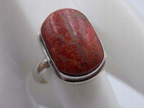 Stary damski srebrny pierścionek KORALOWIEC roz.20 srebro biżuteria VINTAGE