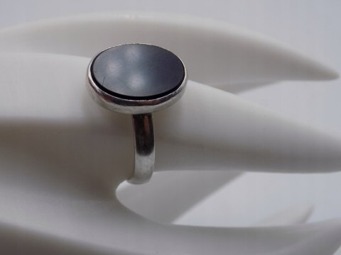 Stary damski srebrny pierścionek ONYKS czarny r.22 srebro VINTAGE biżuteria