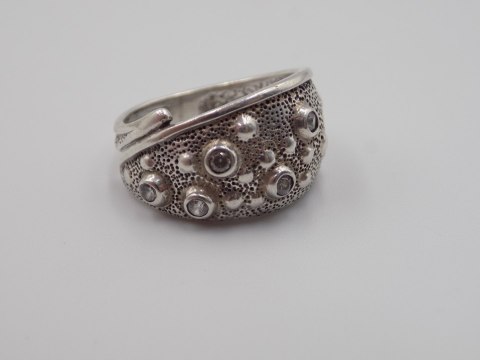 Stary srebrny damski autorski pierścionek/obrączka r. 13/14 srebro VINTAGE