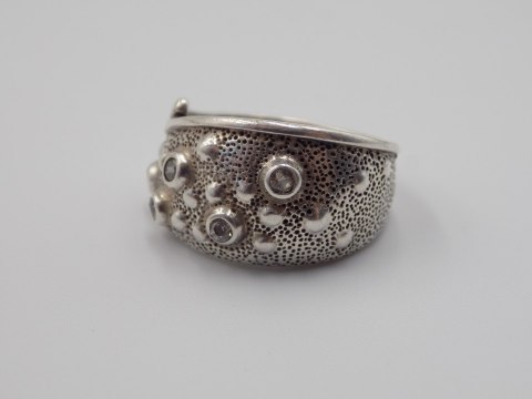 Stary srebrny damski autorski pierścionek/obrączka r. 13/14 srebro VINTAGE