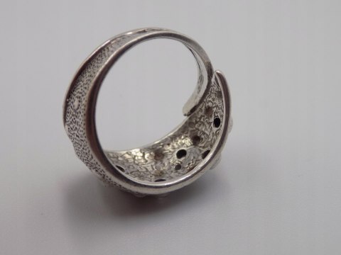 Stary srebrny damski autorski pierścionek/obrączka r. 13/14 srebro VINTAGE