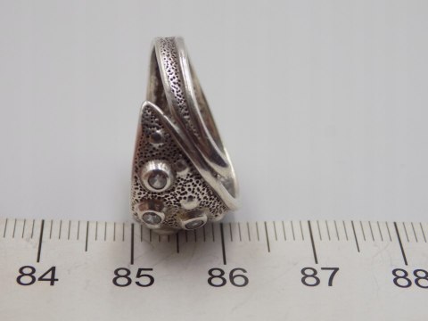 Stary srebrny damski autorski pierścionek/obrączka r. 13/14 srebro VINTAGE