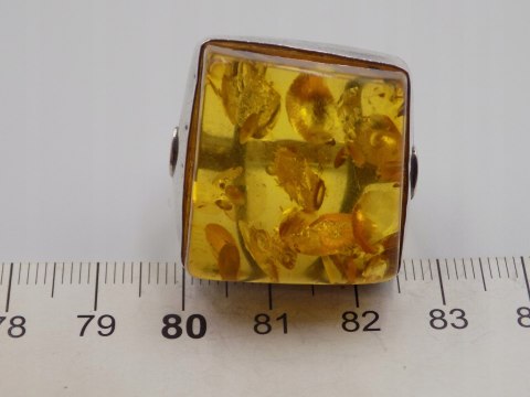 Stary srebrny damski pierścionek BURSZTYN roz.10 srebro biżuteria VINTAGE