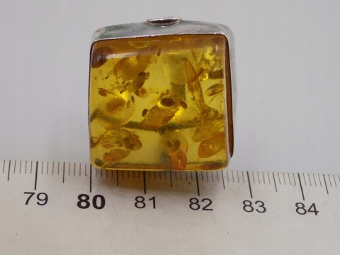 Stary srebrny damski pierścionek BURSZTYN roz.10 srebro biżuteria VINTAGE