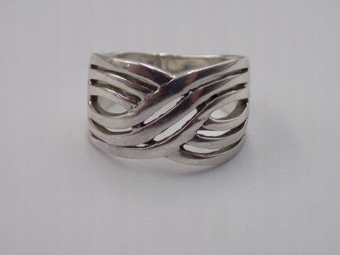 Stary srebrny damski pierścionek obrączka ażurowa r. 22 srebro 925 VINTAGE