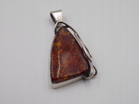 Stary srebrny damski wisiorek/zawieszka BURSZTYN srebro VINTAGE biżuteria