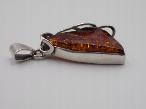 Stary srebrny damski wisiorek/zawieszka BURSZTYN srebro VINTAGE biżuteria