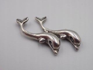 Stary srebrny damski wisiorek/zawieszka DELFINY srebro VINTAGE biżuteria